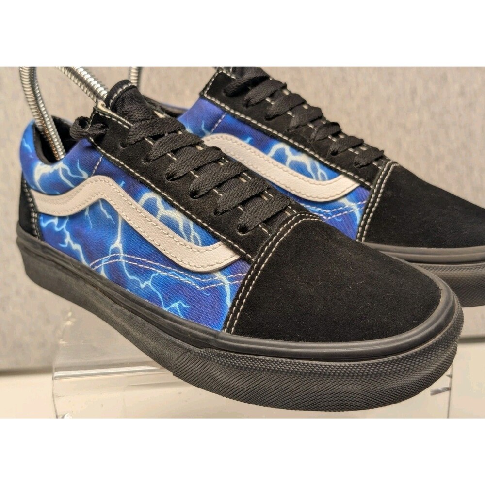EUC Vans Old Skool Lightning Black/Blue 5.5 US Men/7.5 US Women - Picture 1 of 9